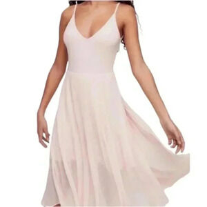 Aritzia Wilfred Daphnee Dress Pink Balletcore Flowy Tank  Midi Pleated Size XXS